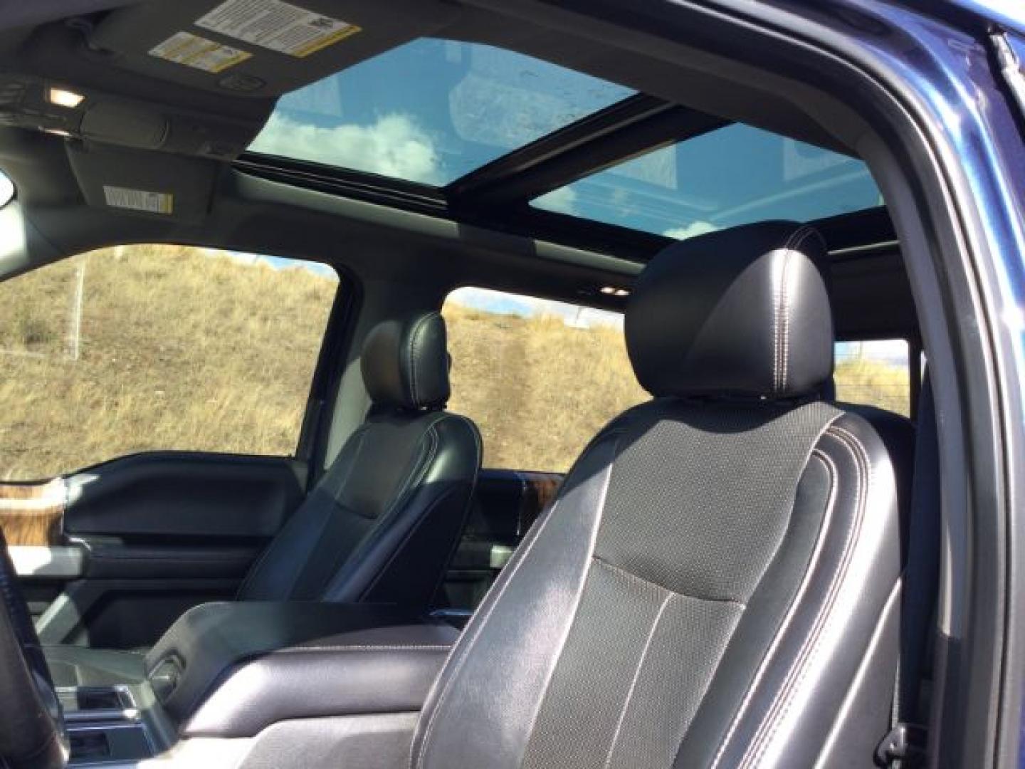 2018 Blue Jeans Metallic /Black, leather Ford F-150 Lariat SuperCrew 5.5-ft. Bed 4WD (1FTEW1E50JF) with an 5.0L V8 OHV 32V engine, 10-speed automatic transmission, located at 1801 Main Street, Lewiston, 83501, (208) 743-9371, 46.417065, -117.004799- Photo#4