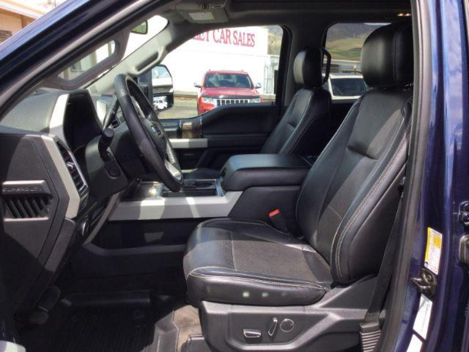 2018 Blue Jeans Metallic/Magnetic Metallic /Black, leather Ford F-350 SD Lariat Crew Cab 4WD (1FT8W3BT0JE) with an 6.7L V8 OHV 16V DIESEL engine, 6-Speed Automatic transmission, located at 1801 Main Street, Lewiston, 83501, (208) 743-9371, 46.417065, -117.004799 - Photo #4