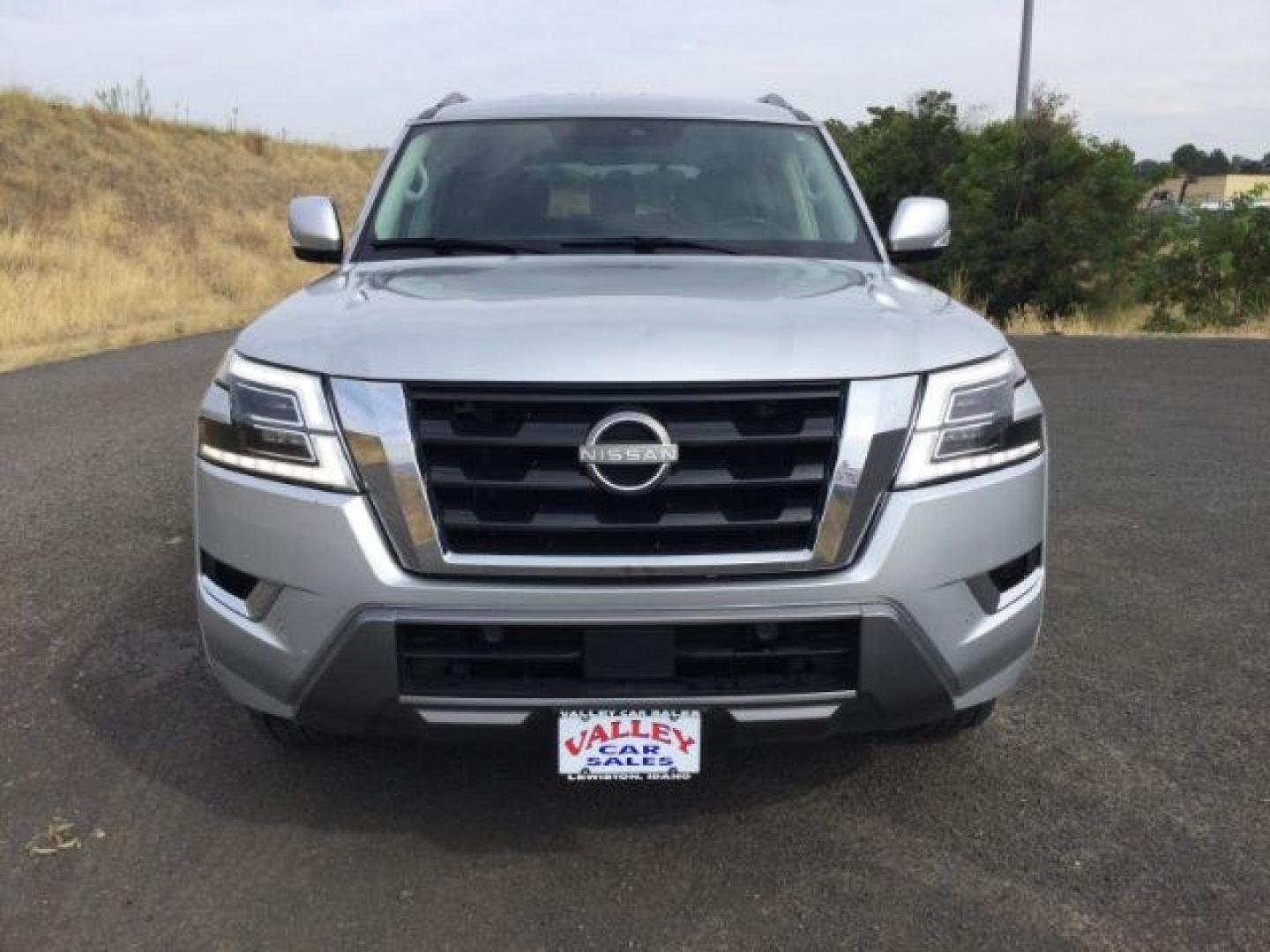 2021 Brilliant Silver Metallic /Charcoal Nissan Armada SV 4WD (JN8AY2AD0M9) with an Endurance 5.6L V-8 gasoline direct injection engine, 7-Speed Automatic transmission, located at 1801 Main Street, Lewiston, 83501, (208) 743-9371, 46.417065, -117.004799- Photo#1